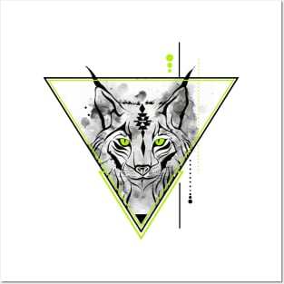 Geometrical Lynx | Bobcat animal spirit totem Posters and Art